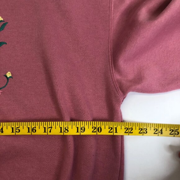 Vintage Active Exchange Size Medium Pink Embroidered LS‎ Sweater Shoulder Pads - Picture 6 of 9